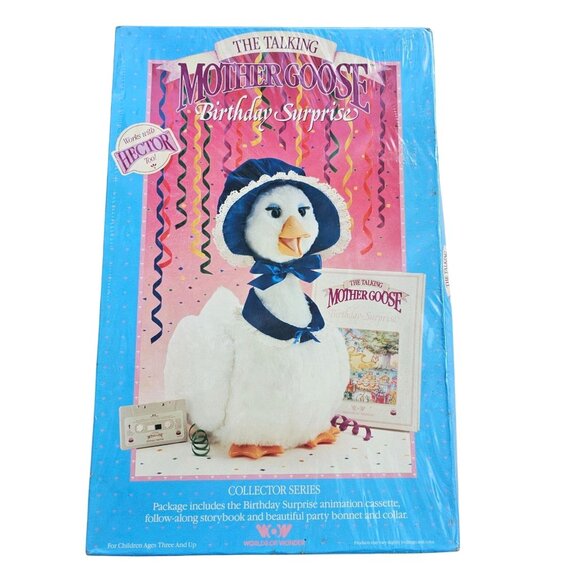 Vintage Talking Mother Goose Birthday Surprise Cassette Book Bonnet Sealed - Picture 1 of 9